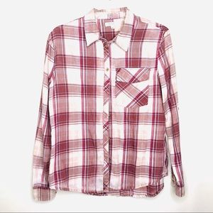 love, Fire Red and Pink Plaid Shirt